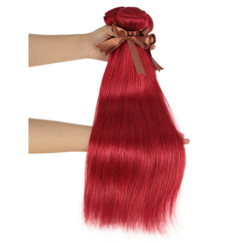 Eleganti fasci di capelli rossi umani estensioni di capelli brasiliani Remy colorati da 30 pollici biondi borgogna colorati singoli fasci all'ingrosso