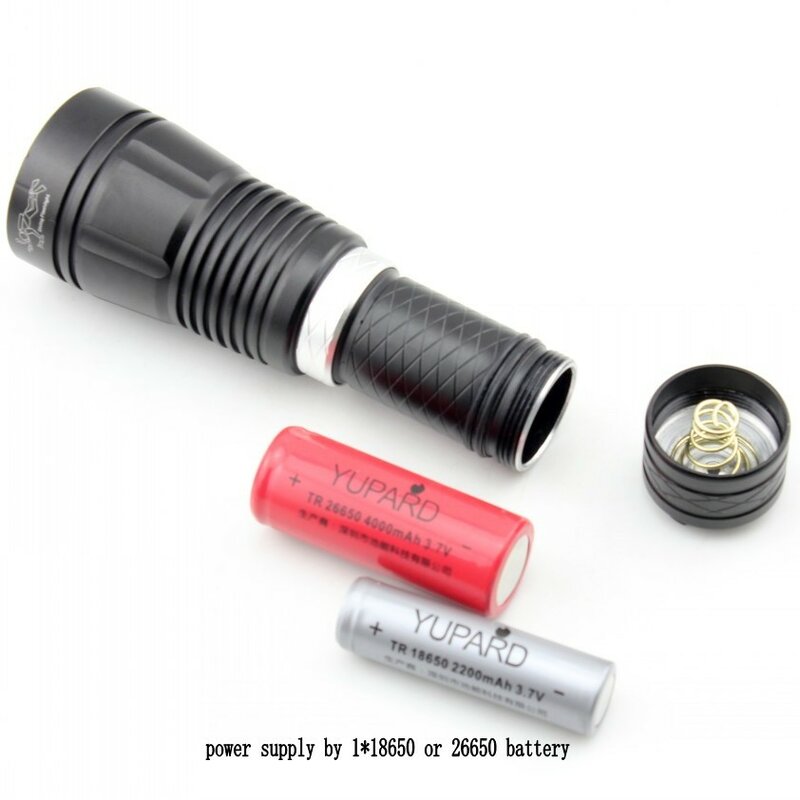 防水LED懐中電灯ipx8,超高輝度,リフレクター,2x18650/26650バッテリー,懐中電灯
