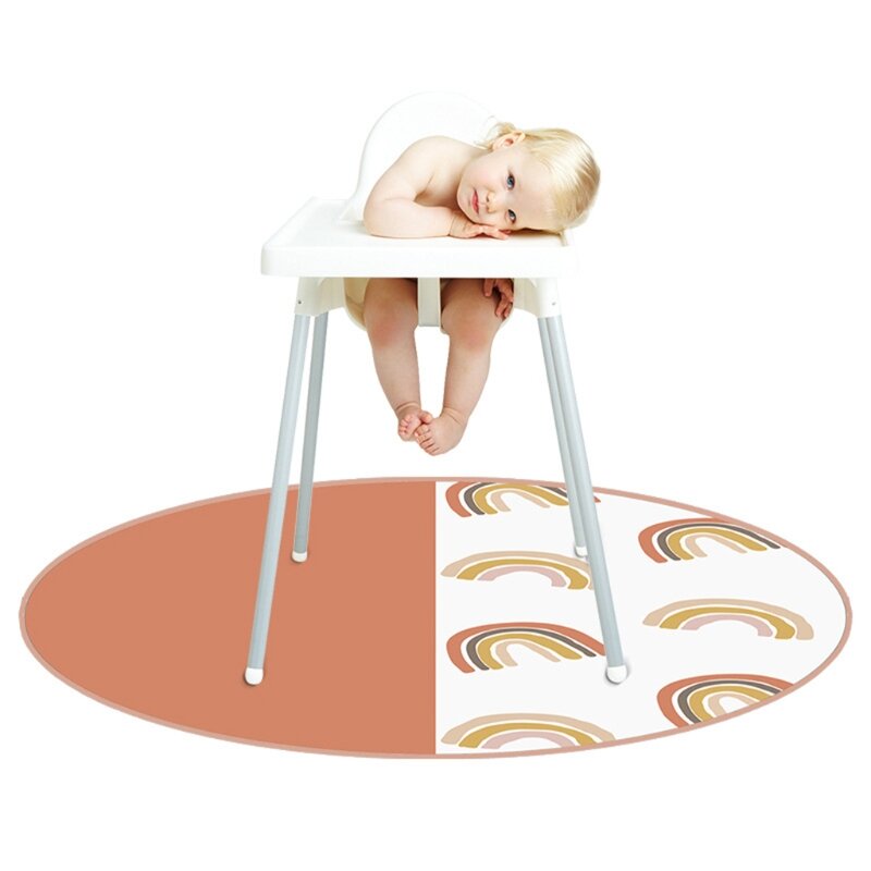 Коврик для защиты от высоких стульев, нескользящий Силиконовый коврик для пятен, Детский круглый коврик для ползания