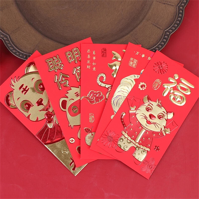 Оригинальный красный Подарочный конверт Hongbao с изображением тигра на день рождения, 2022 год