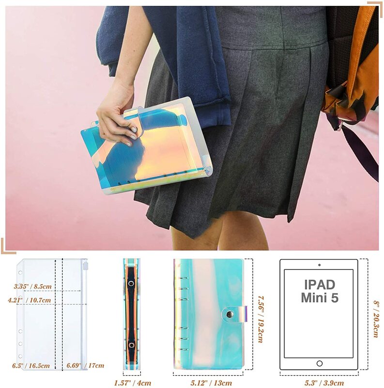 A6 Clear Soft PVC Binder Budget Notebook Cover Planner Folder Cash Budget Envelope System dengan 8PCS Binder Zipper Pockets