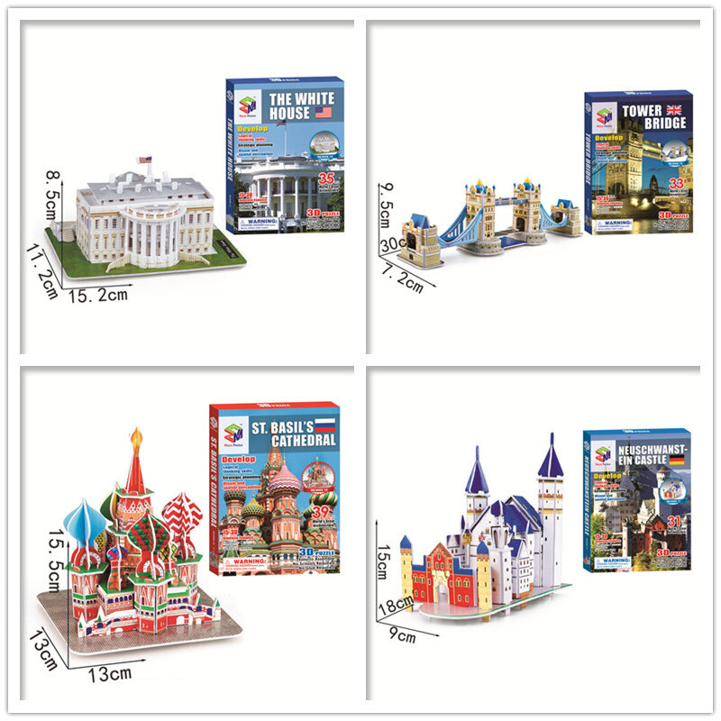 40 스타일 세계 유명한 건축 빌딩 3D 퍼즐 모델 건설 3D 지그 소 퍼즐 장난감 아이들을위한 크리스마스 선물