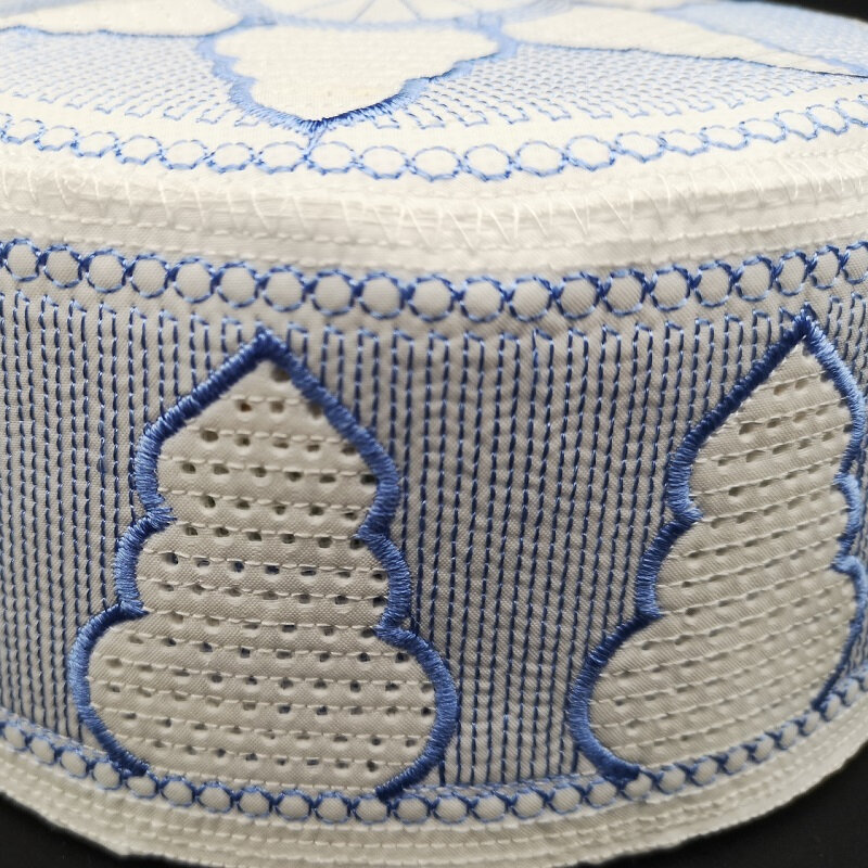 كيبوت-قبعات صلاة إسلامية زرقاء للرجال ، قبعات هندية مستديرة من توبي كوفي