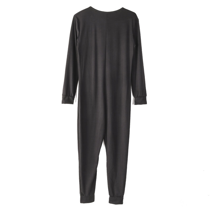Moda piżama męska kombinezon Homewear jednokolorowy z długim rękawem wygodny przycisk rozrywka bielizna nocna mężczyźni pajacyki bielizna nocna S-5XL