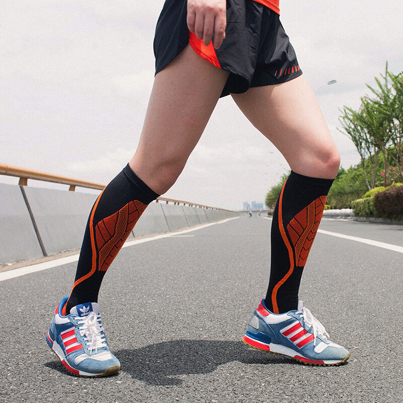 Calcetines de compresión de tubo largo para hombre y mujer, medias de compresión para deportes al aire libre, ciclismo, senderismo, Maratón y correr