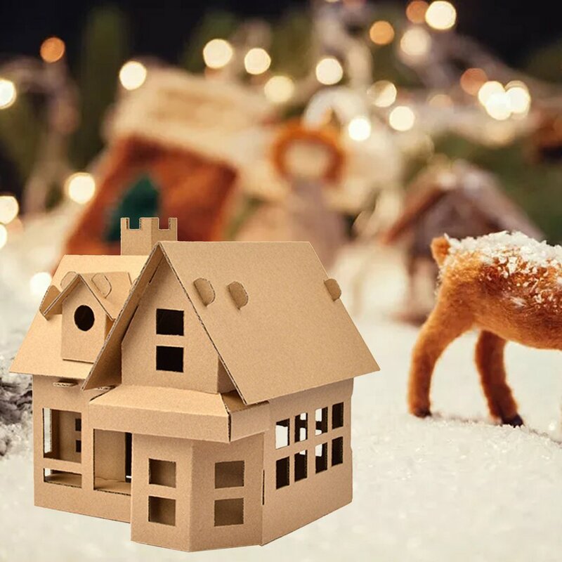 2021 Weihnachten Keks Haus Dekorationen Kinder handgemachte DIY Material Paket leuchtende hausgemachte Hütte Weihnachten Kindergarten Geschenk