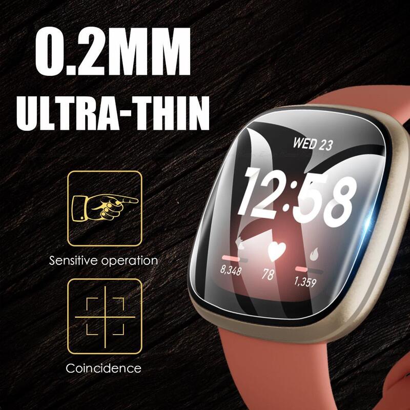 Soft Clear HD Smart Watch Sticker Hydrogel Film untuk Fitbit Versa 3 2 Sense Protective Screen Protector