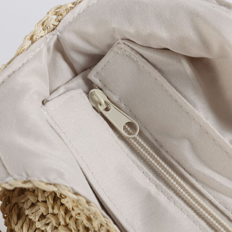 Saco de palha do verão para mulheres, bolsa tecida handmade, tote da grande capacidade para férias e praia, saco de ombro do rattan