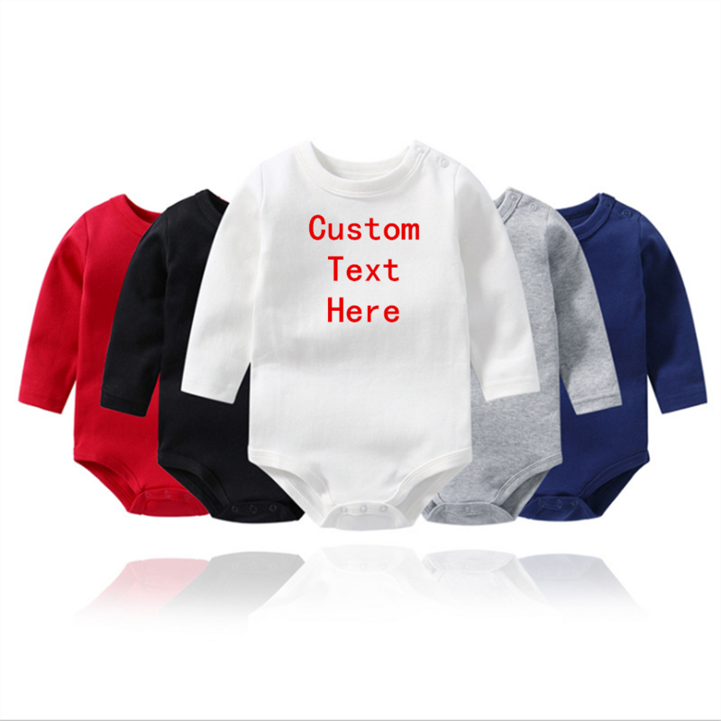 Custom Bodysuit Long Sleeve 100% Cotton Personalized Bodysuit with Your Design Printed Baby Onesie Newborn Coming Gift Outfit