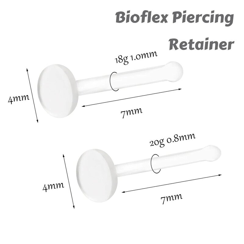 5 pçs bio plástico plana superior retentor limpar nariz parafusos piercings osso forma 20 calibre 18 narina piercing corpo jóias