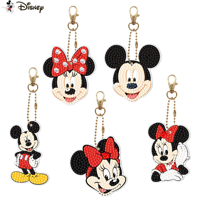 Disney 5d diamante pintura chaveiro especial strass dos desenhos animados mickey minnie mouse bordado diy artesanato chaveiro acessórios