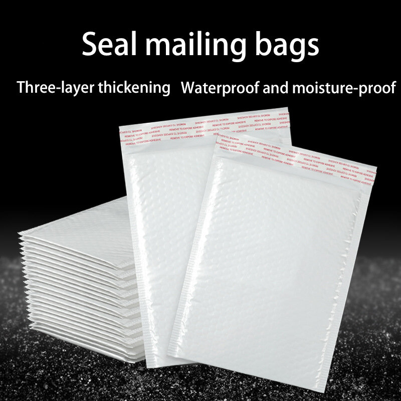 Bolha branca Envelope Bag, auto selo Mailing Bags, Envelopes acolchoados para revista Forrado Mailer, Polymailer, 10Pcs