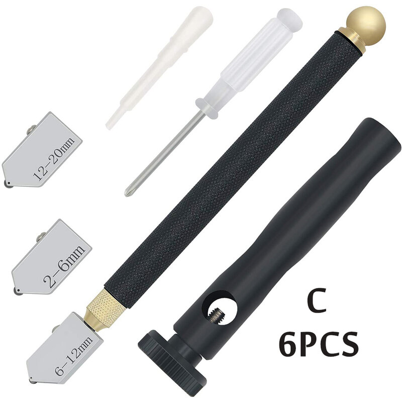 Cortador de vidro conjunto de ferramentas 2mm-20mm lápis estilo óleo alimentação ponta do carboneto com 2 lâminas e chave de fenda kit de corte de vidro ferramentas manuais