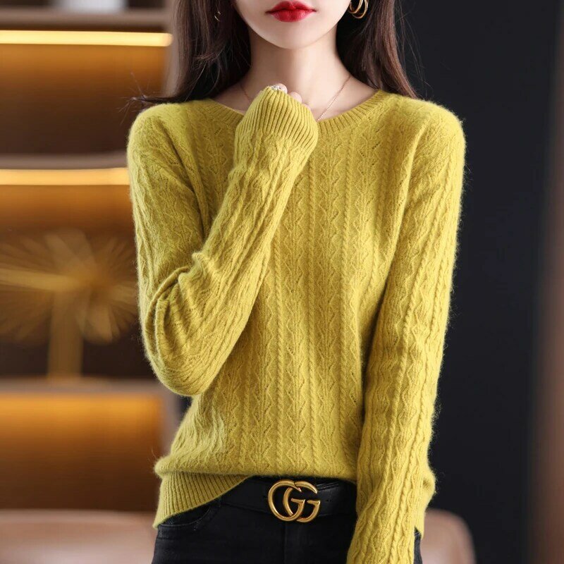 Camisola de malha feminina de manga comprida outono/inverno 21 nova versão coreana da moda de cobertura solta retro ocidental casual preguiçoso suéter