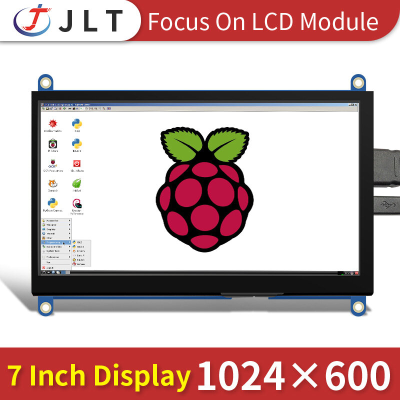 7นิ้วจอแสดงผล LCD แบบสัมผัสหน้าจอ TFT แล็ปท็อปแบบพกพาสำหรับจอมอนิเตอร์ราสเบอร์รี่ Pi 5 4รุ่น B 1024*600 RGB พิกเซลสำหรับหน้าจอขยาย