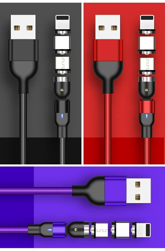Cavo magnetico a 540 gradi Micro USB tipo C caricabatterie magnetico a ricarica rapida cavo per telefono cellulare USB C per Xiaomi iPhone 11 Xr Samsung