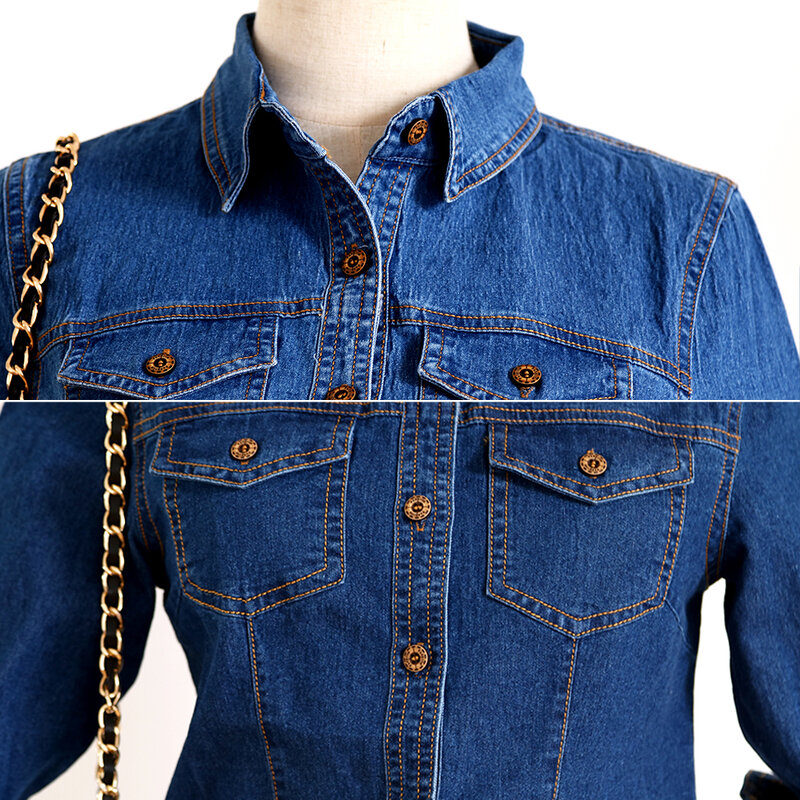 Женская джинсовая рубашка, Повседневная Блузка с длинным рукавом, весна-лето, 2020