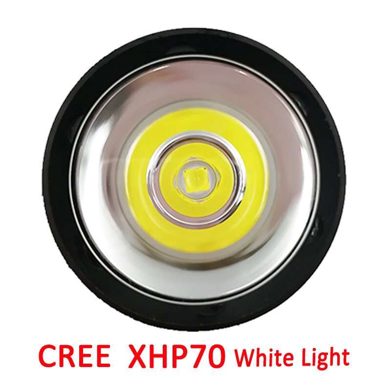 Linterna LED de submarinismo XHP70, luz blanca de 5000 lúmenes, resistente al agua, lámpara subacuática, 2 pilas 26650 y cargador