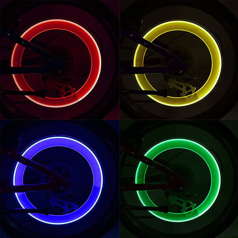2x4 색 방수 LED 자전거 휠 밸브 모자 라이트 플래시 타이어 타이어 줄기 림 램프 자동차 자전거 오토바이 네온 등 + 배터리