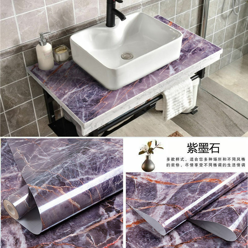 Cucina moderna marmo contatto carta vinile Wall Sticker marmo Cabinet controsoffitto adesivi carta da parati autoadesiva in PVC impermeabile