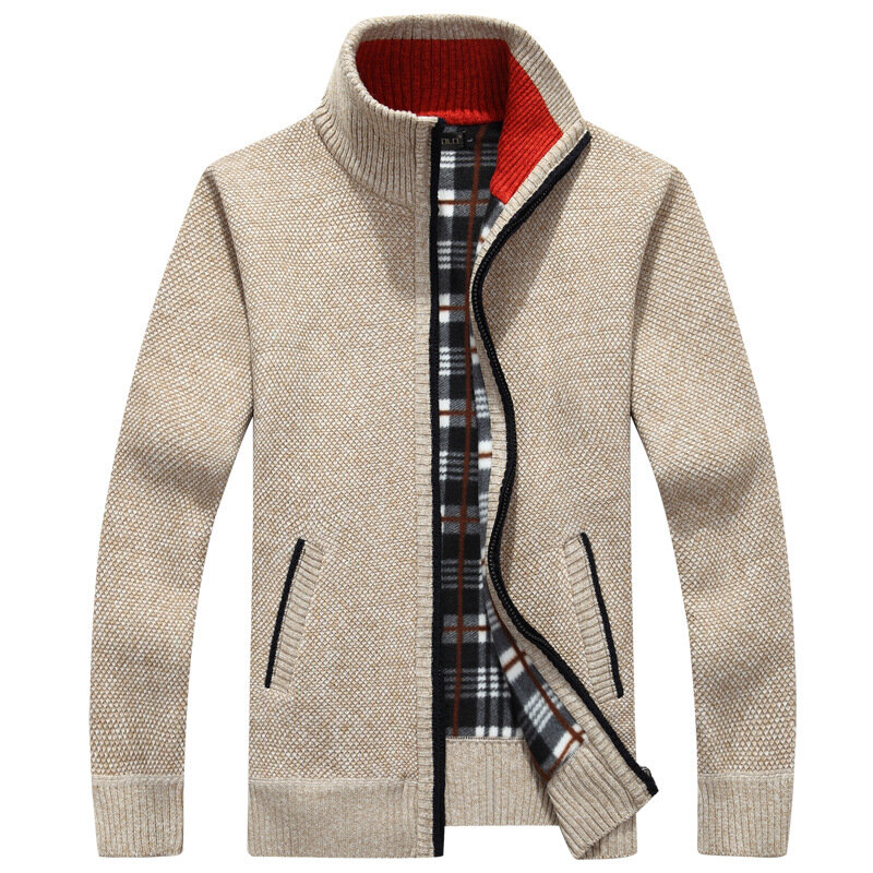 Homens camisola outono inverno quente casacos de lã grossa jovem menino ao ar livre casacos roupas masculinas malhas casuais jaqueta de inverno M-3XL