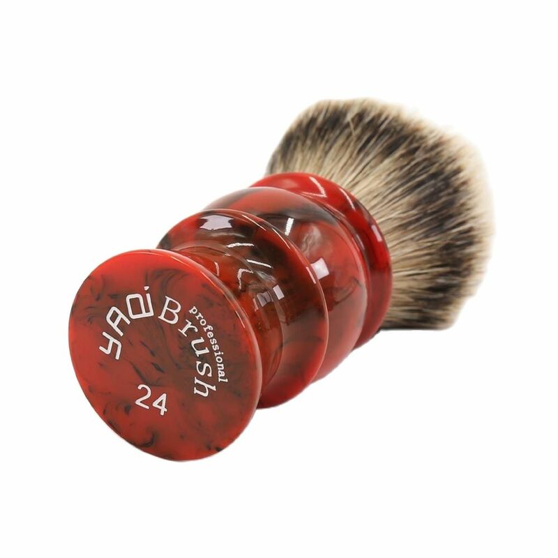 YAQI 24MM Silvertip Badger Hair manico in resina rossa pennelli da barba per uomo