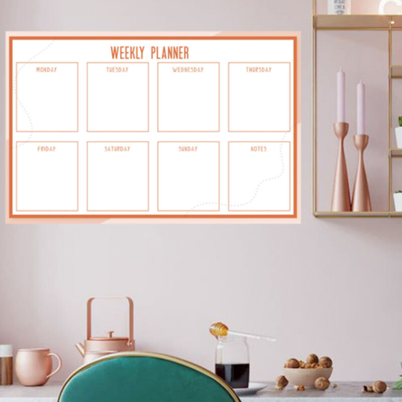Tabela planejador mensal semanal seco apagar quadro branco geladeira adesivo placa de boletim para notas mensagem refeição geladeira adesivos