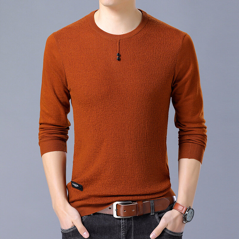 MRMT 남성용 긴팔 스웨터 풀오버 티셔츠, 용수철 상의, 캐주얼 단색 스웨터, 2024 브랜드 신제품