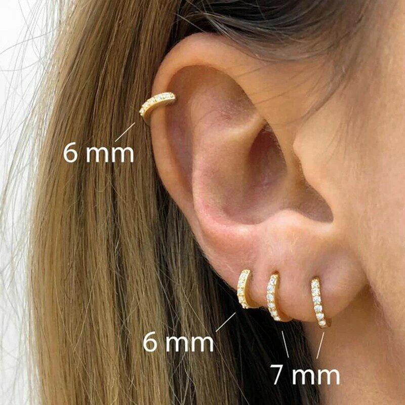 CANNER orecchini a cerchio in vero argento Sterling 925 per le donne orecchini a cerchio rotondo orecchini Piercing in zircone gioielli di tendenza personalizzati