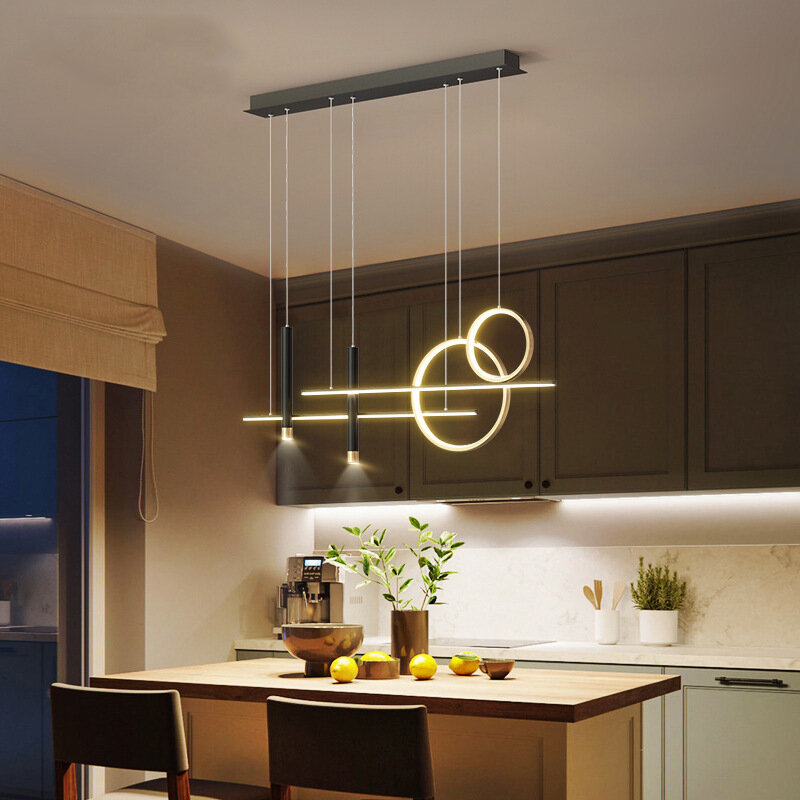 Plafonnier LED créatif au design nordique moderne et minimaliste, disponible en noir et en or, luminaire décoratif d'intérieur, idéal pour un café, un bar, une table ou une cuisine