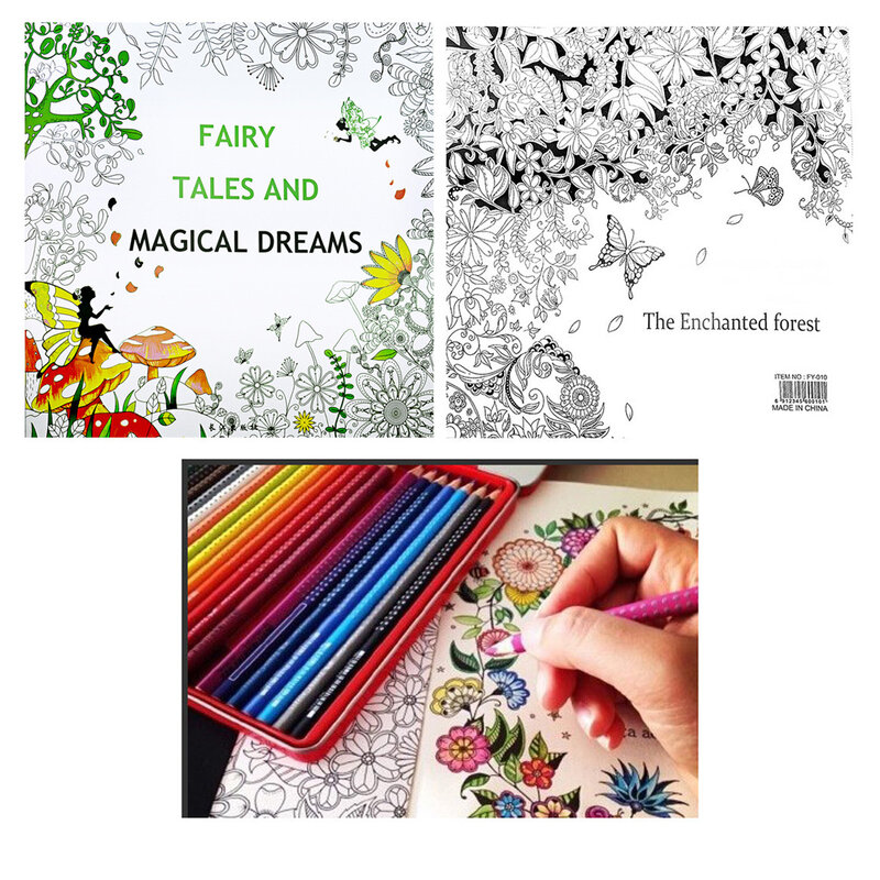 25*25ซม.Fairy TalesและMagical Dreamsเด็กผู้ใหญ่Graffiti Coloring Book F3MA