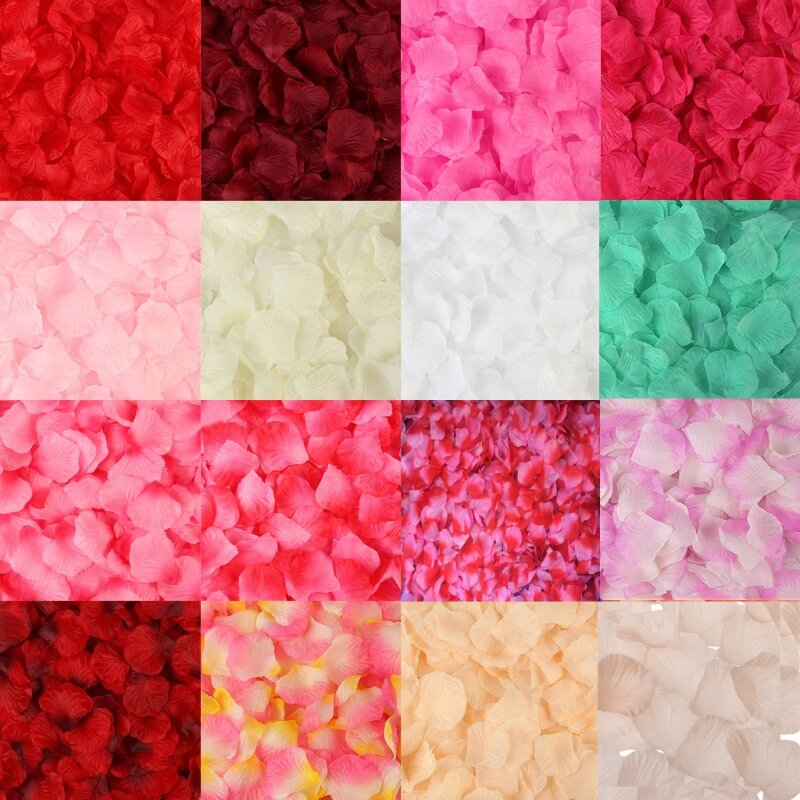 Pétalos de rosa artificiales coloridos para boda, accesorios de flores de seda, 2000 piezas