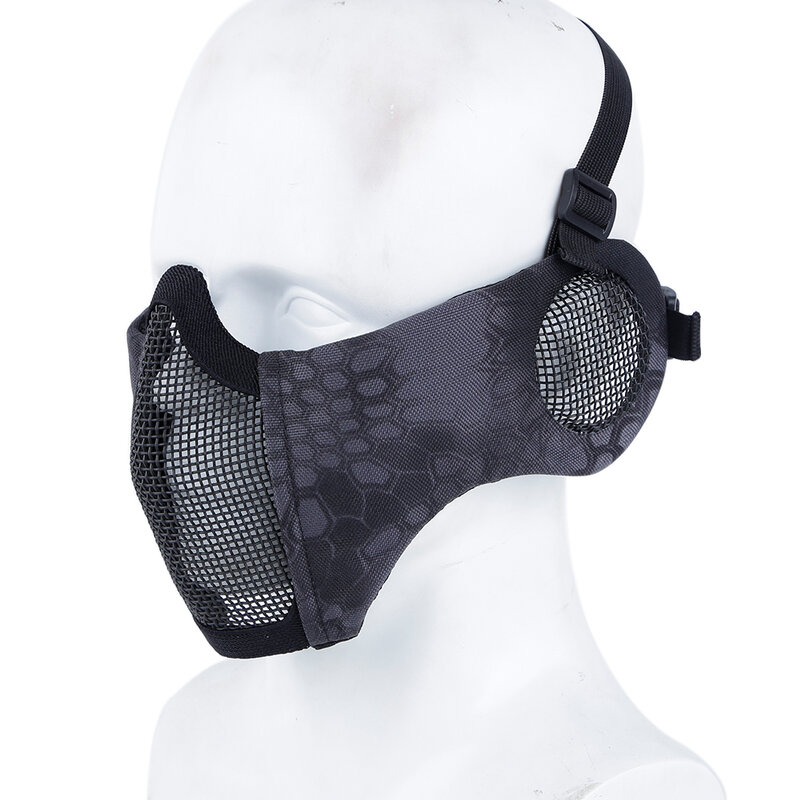 戦術的なハーフフェイスマスク,通気性のある鋼メッシュ,軍事戦闘保護マスク,狩猟シューティングマスク