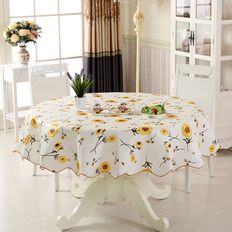 Mantel de tela de mesa a prueba de agua mantel redondo con flores de PVC para comedor de cocina Tischdecke tafelkleed manteles JH6