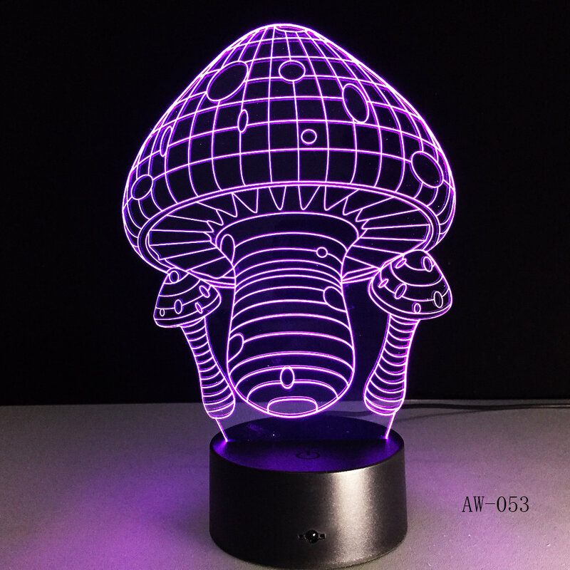 Mushroom Shaoe 3D Garden Light Illusion Visual Child Baby Night Light LED Lighting christmas lights  Party Decor AW-053