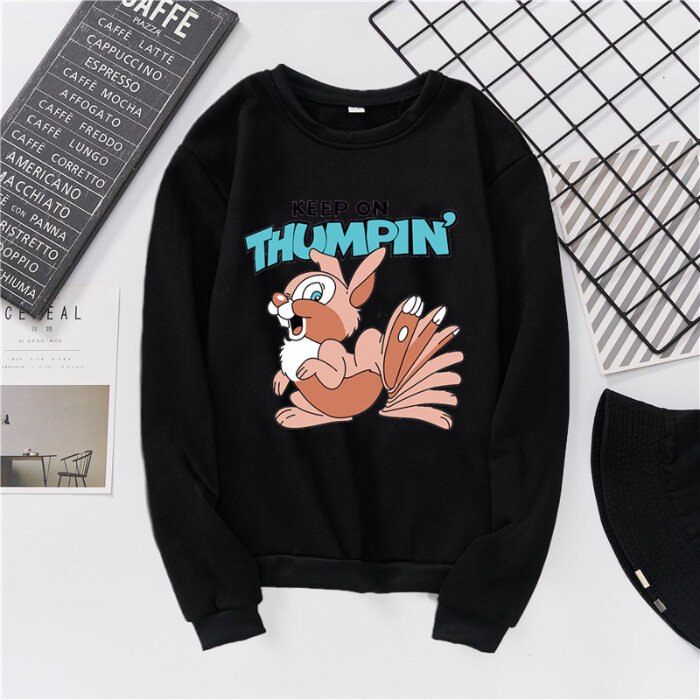 2020 primavera otoño ropa de manga larga Camiseta estampada Keep On Thumpin camisa animal camisetas de conejo streetwear camisa de pareja S-XXXL