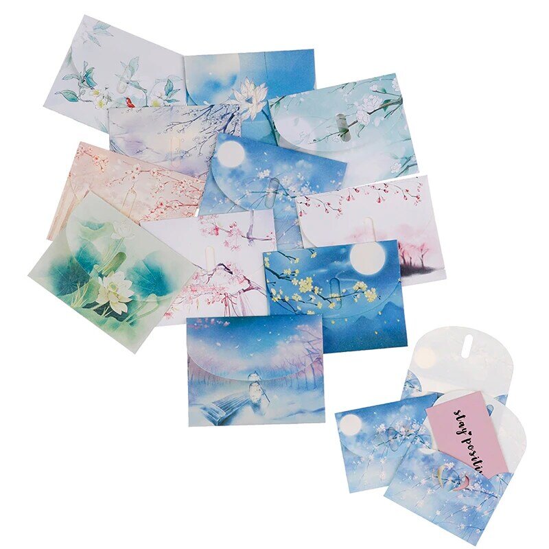 Конверт бумажный в китайском винтажном стиле с цветами для скрапбукинга, 10 наборов