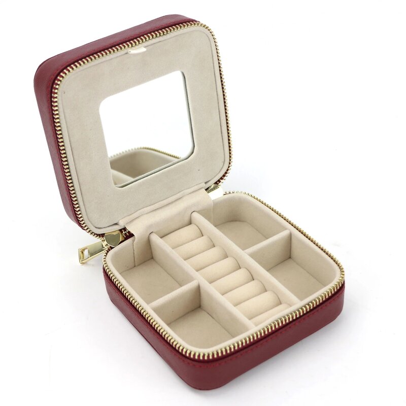 Personalizado estilo coreano menina caixa de jóias brincos de couro genuíno anel portátil caso multi-função de caixa de armazenamento de jóias