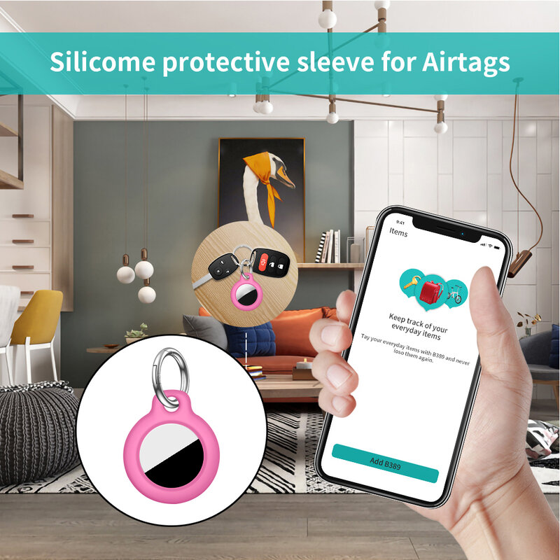 Étui AirTag rigide en PC/Silicone pour Apple, housse de protection, porte-clés, coque antichoc