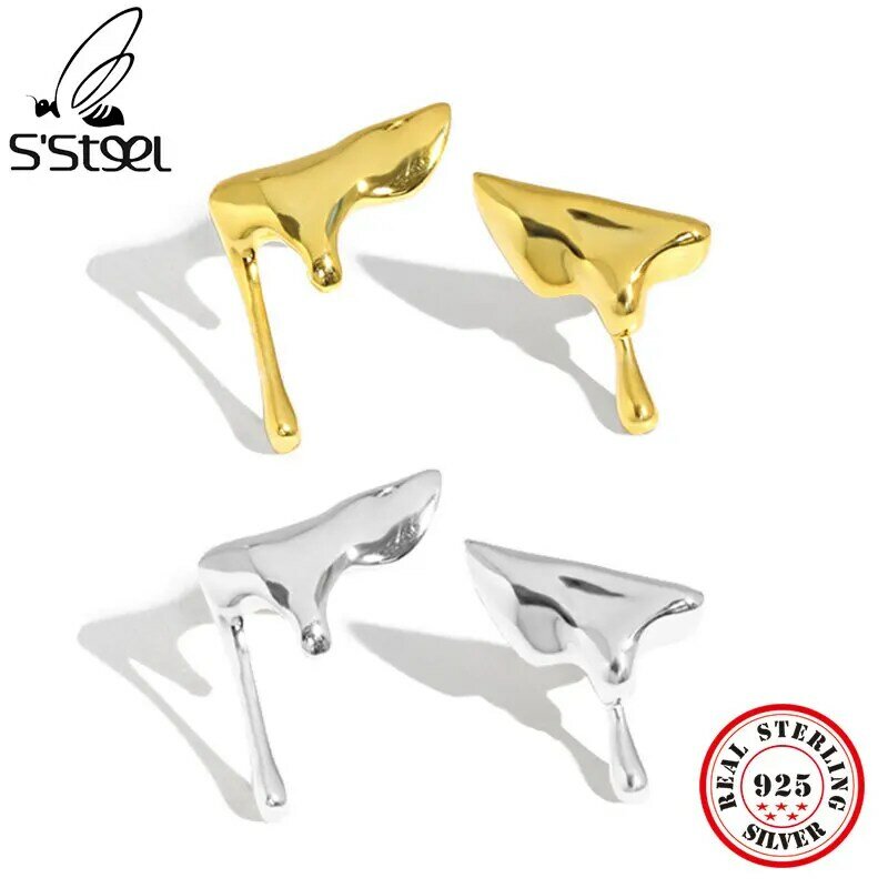 S'STEEL nieregularne kolczyki prezent dla kobiet 925 Sterling Silver Stud kolczyk minimalistyczny Trendy złoto 2021 nowe kolczyki Fine Jewelry