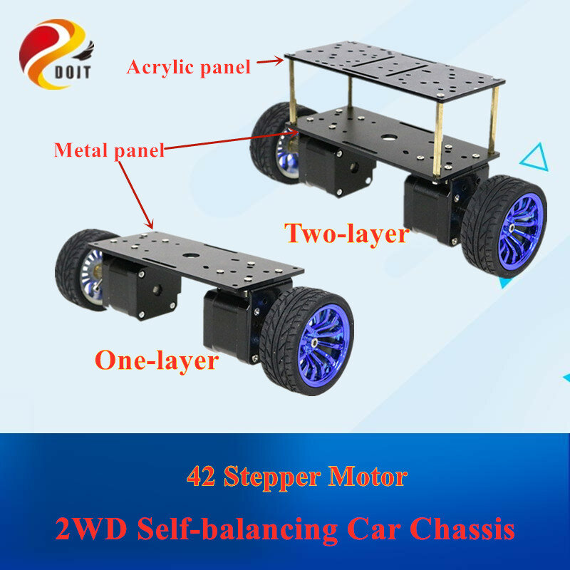 Placa dupla 2wd duas rodadas de auto-balanceamento de carro de motor deslizante de duas rodas kit de chassi de carro inteligente
