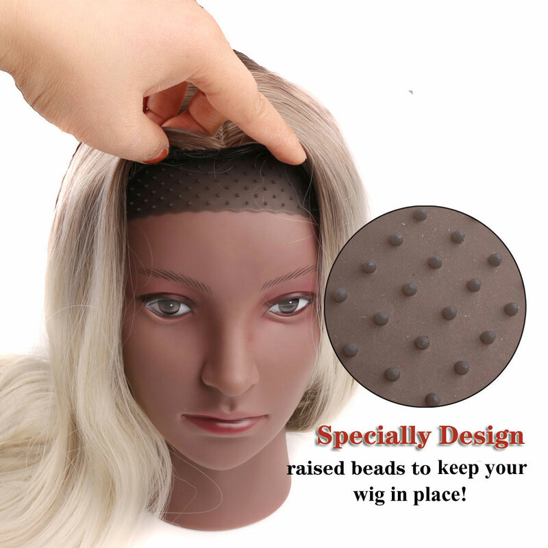 Antiderrapante aperto de peruca de silicone, bandana, transparente, preto, marrom, banda para segurar, anti-derrapante, acessórios para uso diário