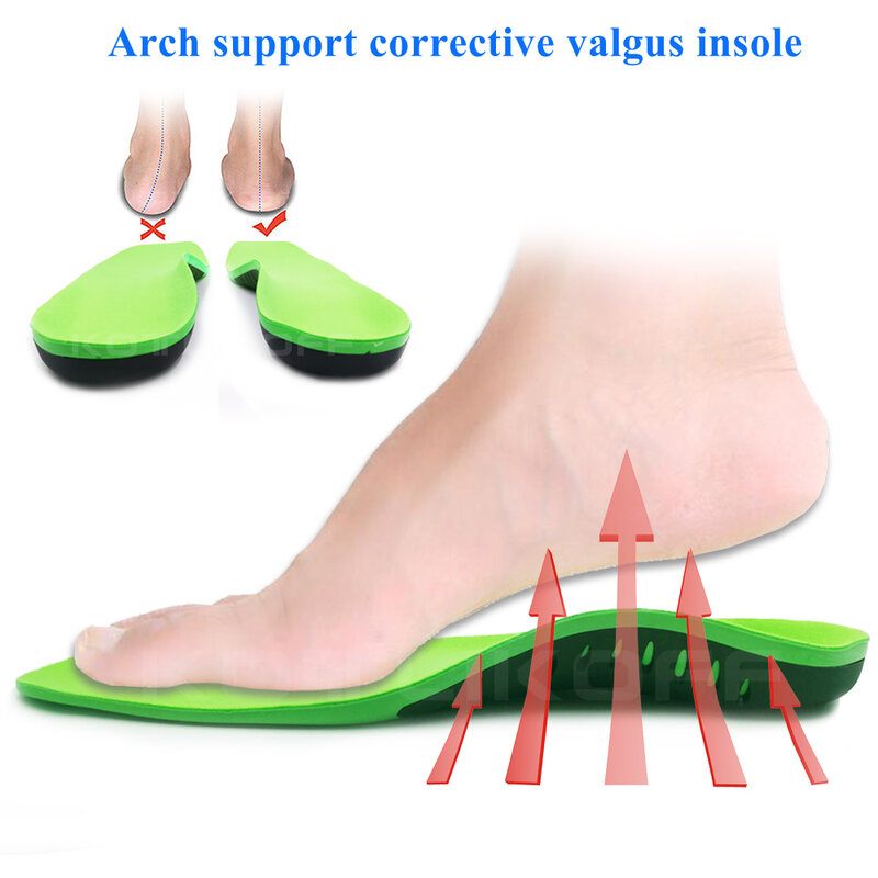 Palmilha ortopédica do arco de kotlikoff para pés planos apoio do arco absorção de choque massagem confortável correção sapato único tamanho grande