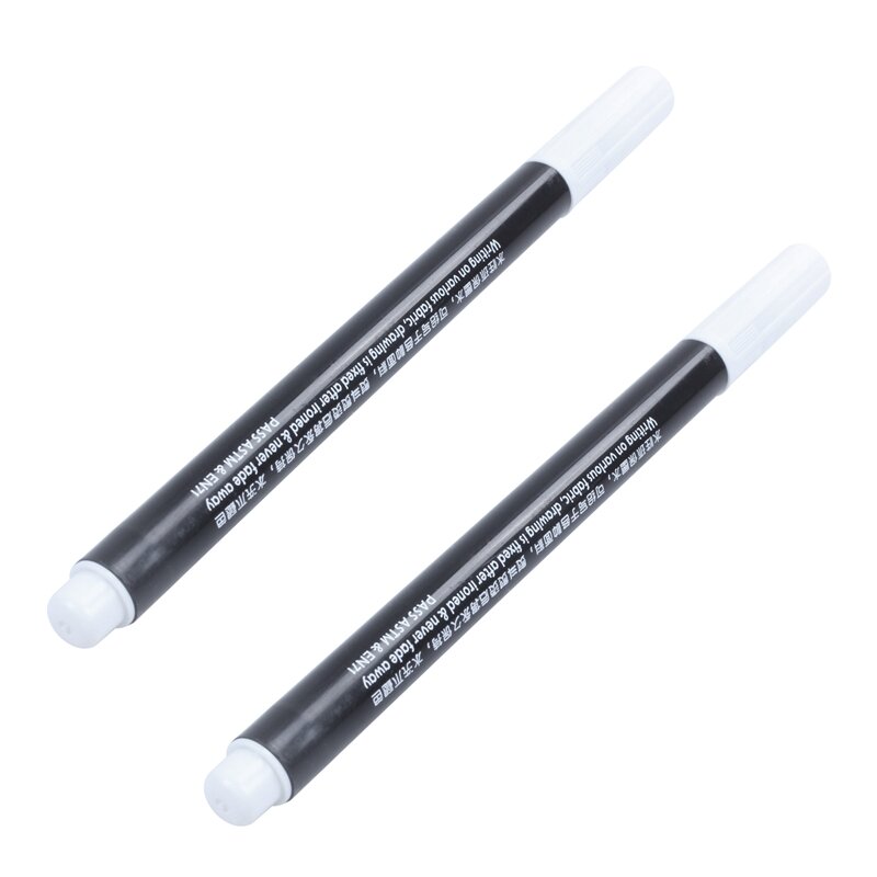 2 x Fabric Marker Pens Permanent Colors For DIY Textile Clothes T-Shirt Shoes white