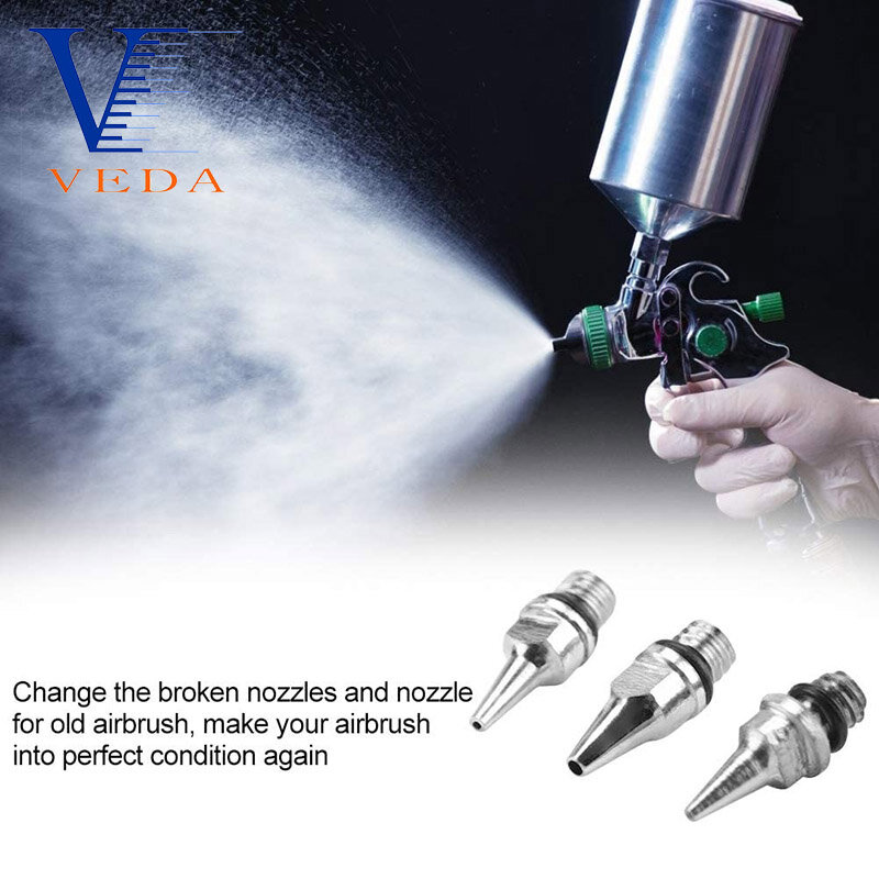 VEDA-recambio de boquilla para aerógrafo, accesorios de boquilla de aerógrafo de 0,2/0,3/0,5mm, máquina de pintura, herramientas de piezas de alimentación por gravedad, 5 uds.