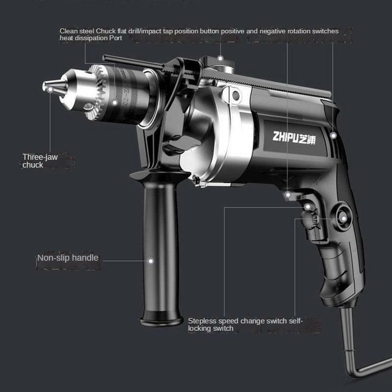 500W Electric drill percussion drill household electric hammer 220v multi-function electric pistol drill electric screwdriver