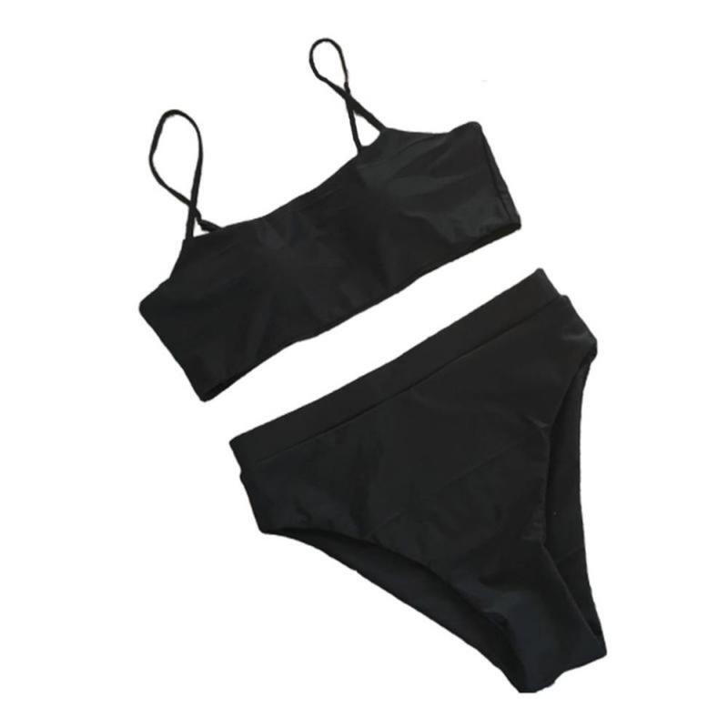 Summer Bikinis Solid Push Up Bikini 2023 Hot Sale Padded Bra Straps High Waist Swimsuit Beach Female Swimwear Women Biquini New