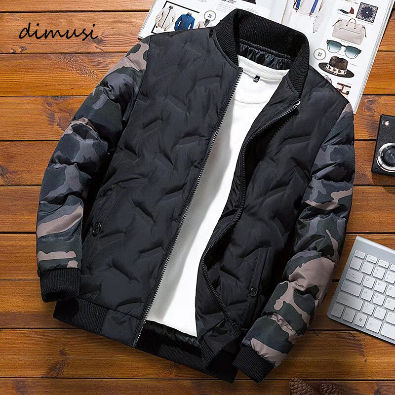 DIMUSI 겨울 남성 보머 재킷, 캐주얼 코튼, 두껍고 따뜻한 파카 코트, 남성 보온 아웃웨어, 윈드브레이커 재킷, 의류 4XL