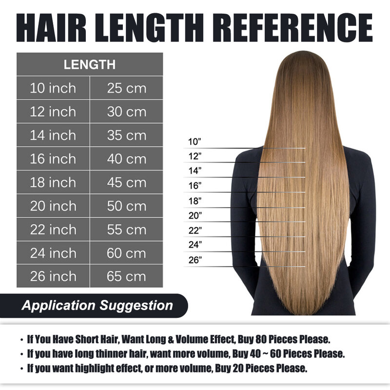 Remy Tape In Human Hair Extensions, 100% Real Natural Hair, Invisible Seamless European Adhesive Hair Extensions, 16-18 Inch, 2g por Pcs