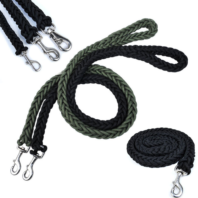 Lrge-Correa de perro de tamaño mediano y 115cm, cuerda redonda trenzada resistente al desgaste, resistente a las mordeduras, cuerda corta gruesa, suministros para mascotas